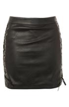 Women's Topshop Lace-up Faux Leather Miniskirt Us (fits Like 0-2) - Black
