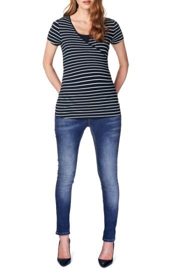 Women's Noppies 'lely' Stripe Maternity/nursing Tee, Size - Blue