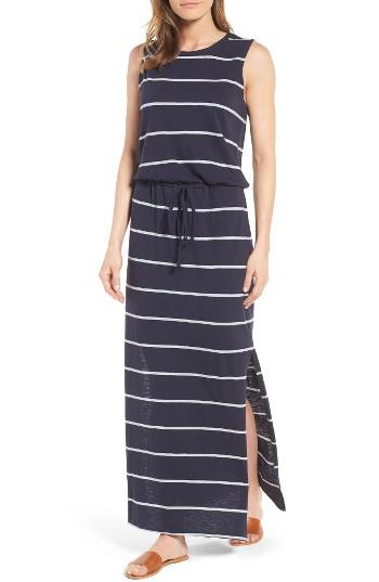 Women's Press Stripe Tie Waist Maxi Dress - Blue
