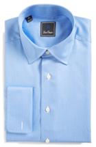 Men's David Donahue Regular Fit Stripe Dress Shirt .5 34/35 - Blue