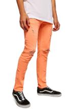 Men's Topman Ripped Skinny Fit Jeans L - Orange