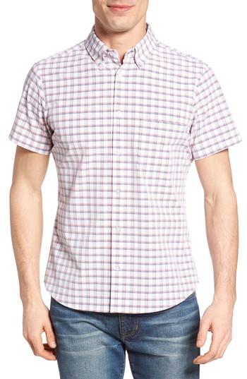 Men's Mizzen+main Sanford Slim Fit Plaid Performance Sport Shirt, Size - Red