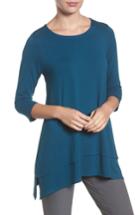 Women's Eileen Fisher Tiered Handkerchief Hem Tunic, Size - Blue