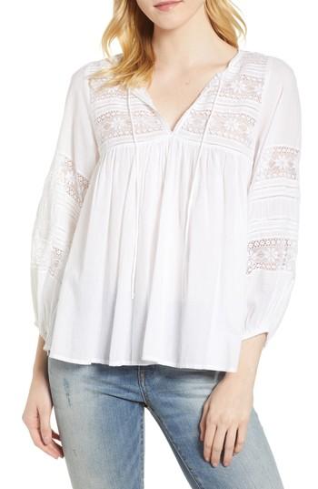Women's Velvet By Graham & Spencer Cotton Lace Peasant Blouse - White