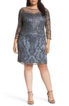 Women's Pisarro Nights Illusion Sleeve Beaded Sheath Dress