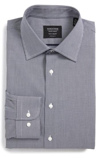 Men's Nordstrom Men's Shop Tech-smart Traditional Fit Micro Check Dress Shirt 32/33 - Blue