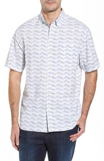Men's Tommy Bahama Chevron Shores Print Sport Shirt - Blue
