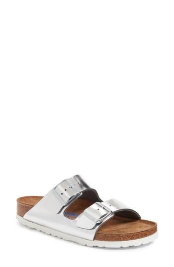 Women's Birkenstock 'arizona' Soft Footbed Sandal -5.5us / 36eu D - Metallic