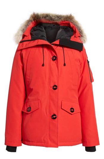 Women's Canada Goose Montebello Slim Fit Down Parka With Genuine Coyote Fur Trim (6-8) - Red