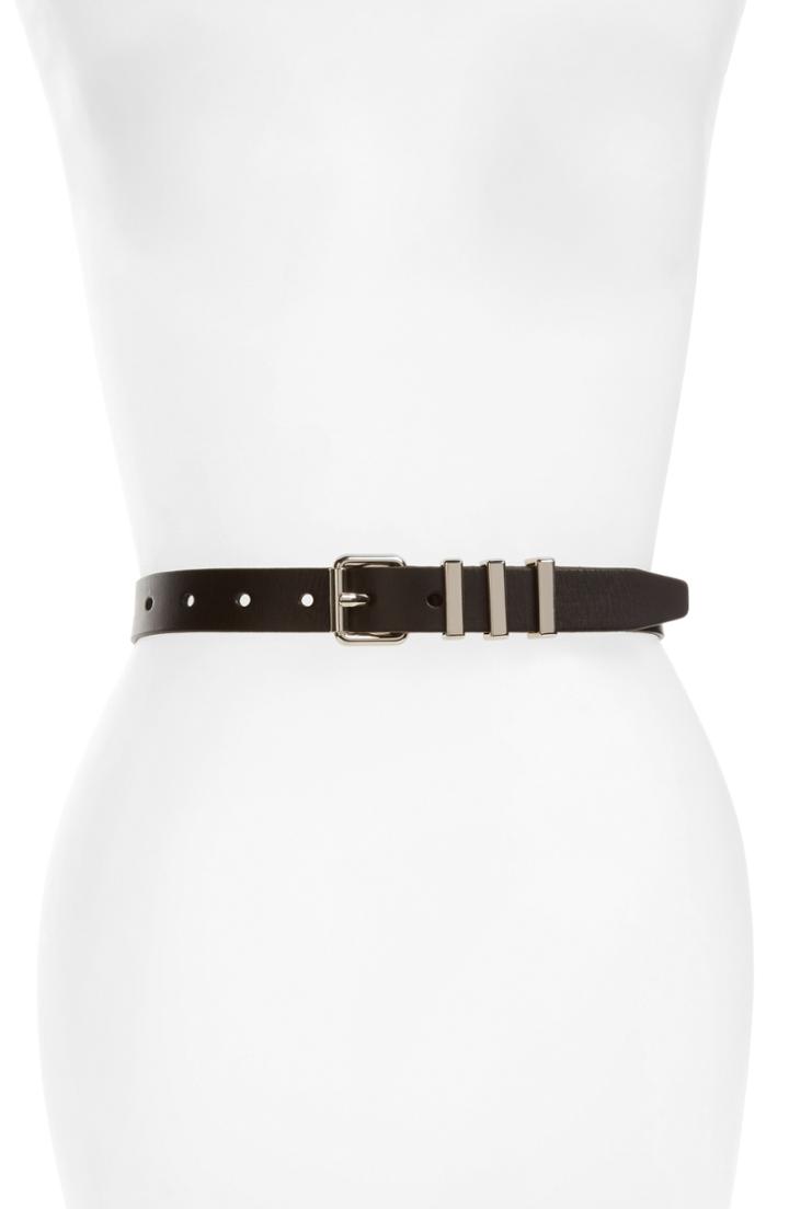 Women's Rebecca Minkoff Suzy Leather Belt, Size - Black/black