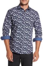 Men's Bugatchi Trim Fit Circle Print Sport Shirt - Grey
