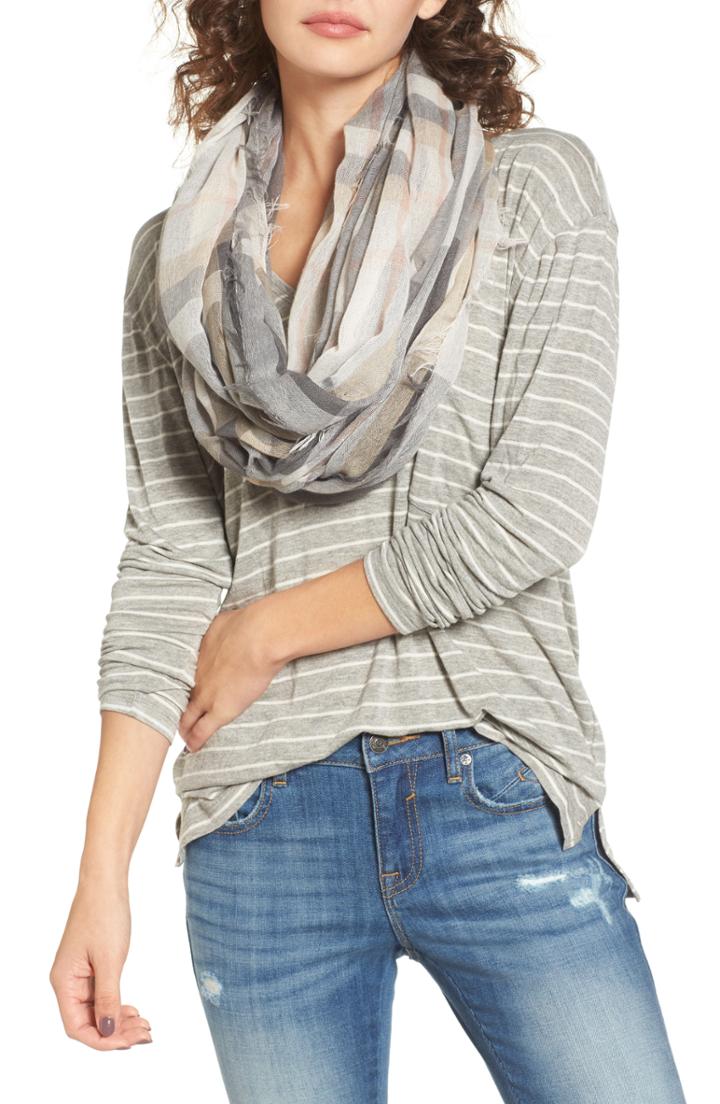 Women's Bp. Plaid Scarf, Size - Grey