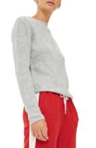 Women's Topshop Ribbed Crewneck Sweater Us (fits Like 2-4) - Grey