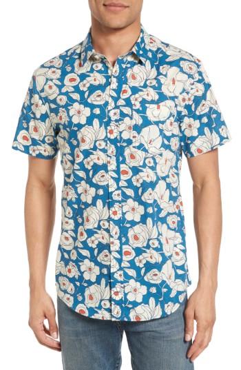 Men's 1901 Sketch Floral Patterned Woven Short - Blue/green