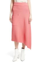 Women's Tibi Asymmetrical Rib Merino Wool Skirt - Pink