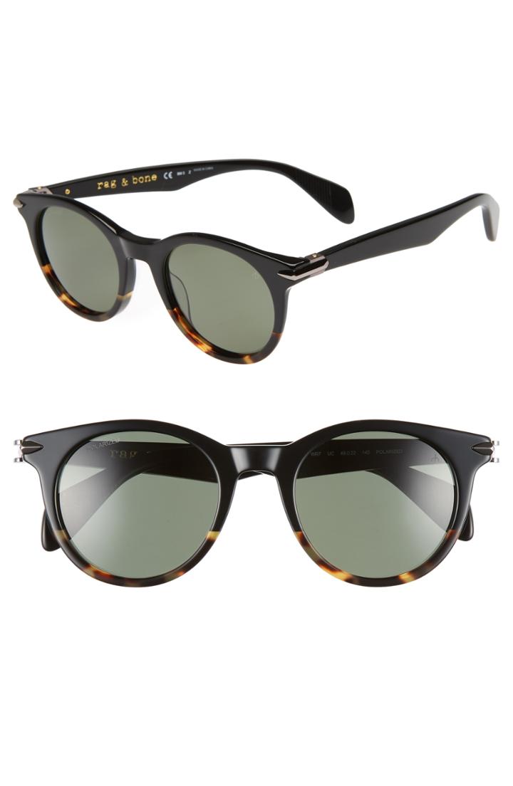 Men's Rag & Bone 49mm Polarized Round Sunglasses -
