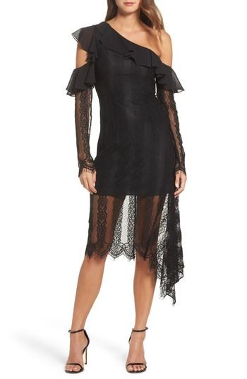 Women's Keepsake The Label Better Days One-shoulder Cutout Lace Dress - Black