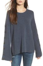 Women's Madewell Button Sleeve Pullover Sweater, Size - Blue