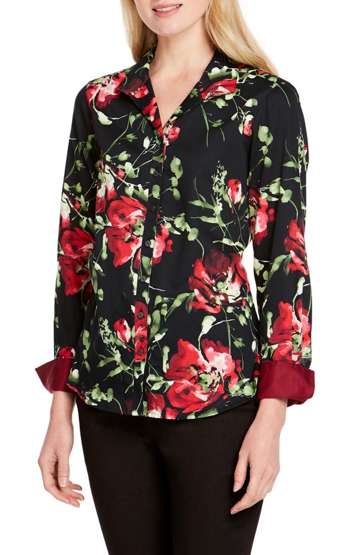 Women's Foxcroft Rhonda Dreamy Floral Shirt - Black