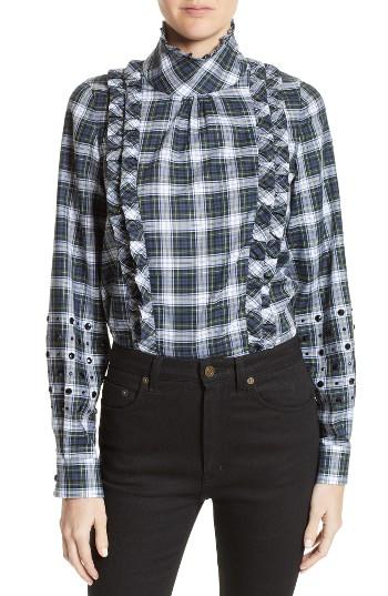 Women's N?21 Crystal Embellished Plaid Shirt Us / 38 It - White