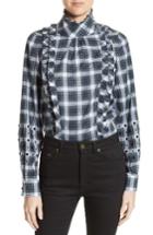 Women's N?21 Crystal Embellished Plaid Shirt Us / 38 It - White