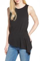 Women's Press Asymmetrical Hem Pleat Tank Top - Black