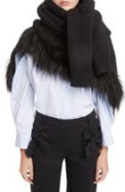 Women's Simone Rocha Faux Fur Trim Patchwork Knit Scarf