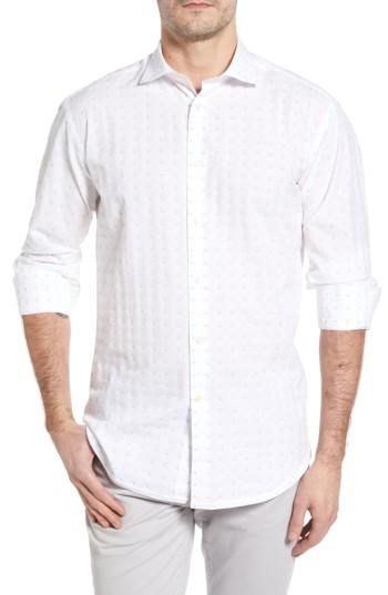 Men's Thomas Dean Classic Fit Fil Coupe Sport Shirt - White