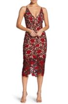Women's Dress The Population Aurora Embroidered Sheath Dress, Size - Red