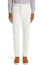 Men's Ermenegildo Zegna Flat Front Solid Cotton Trousers - White