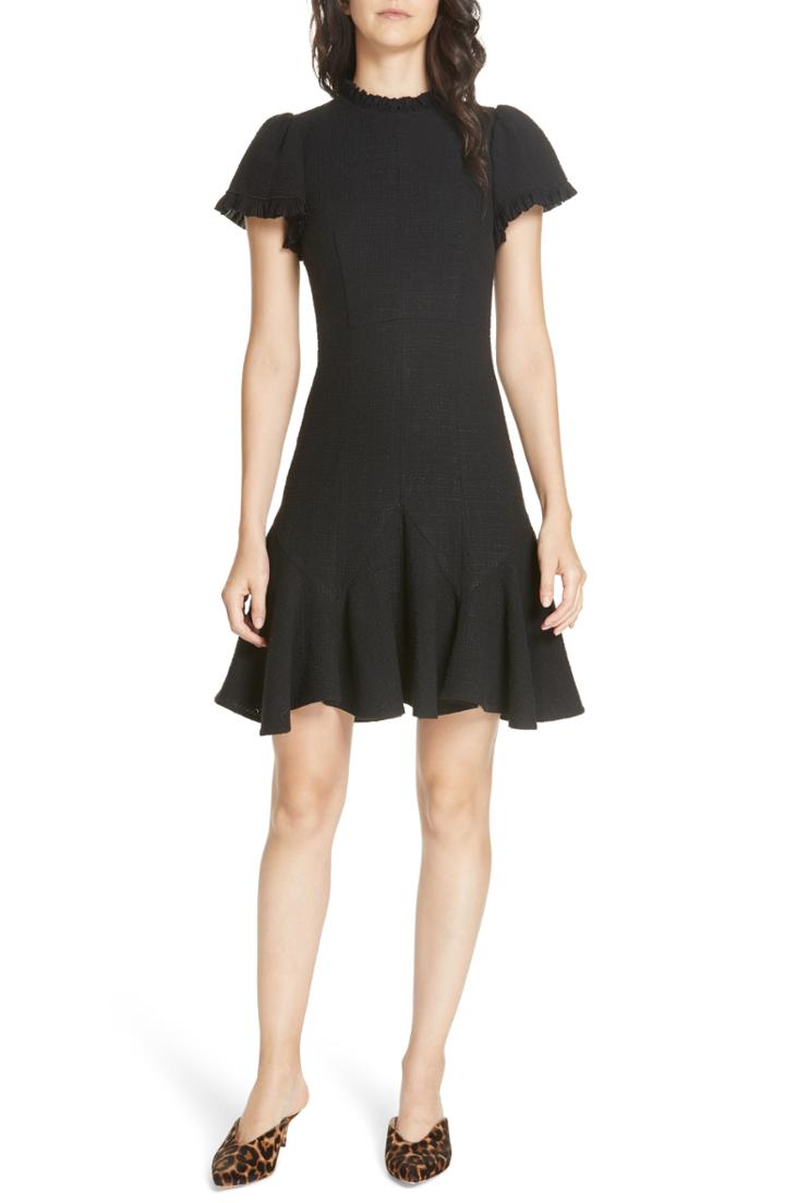 Women's Rebecca Taylor Tweed Short Sleeve Mini Dress