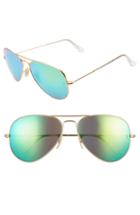 Women's Ray-ban 58mm Mirrored Aviator Sunglasses - Gold/ Green Flash Mirror