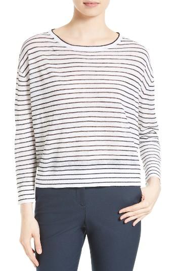 Women's Theory Trinella Stripe Linen Blend Top