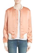 Women's Rag & Bone Morton Satin Bomber Jacket, Size - Coral