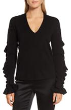 Women's Lewit Ruffle Sleeve Cashmere Sweater - Black