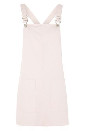 Women's Topshop Denim Pinafore Dress Us (fits Like 0) - Pink