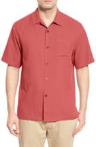 Men's Tommy Bahama 'catalina Twill' Original Fit Silk Camp Shirt, Size - Pink