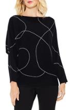 Women's Vince Camuto Ink Swirl Ribbed Sweater, Size - Black