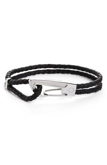 Men's Montblanc Braided Leather Bracelet