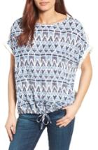 Women's Caslon Embroidered Tie Front Top