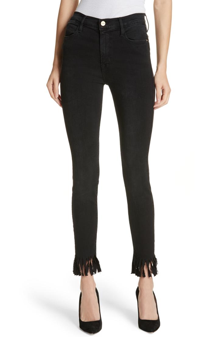 Women's Frame Le High Fringe Hem Skinny Jeans