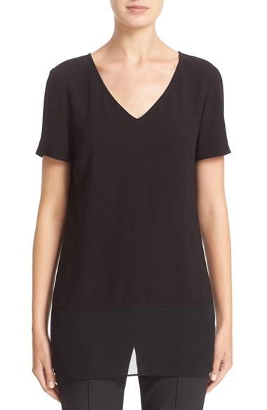 Women's St. John Collection Satin Back Crepe Top, Size - Black