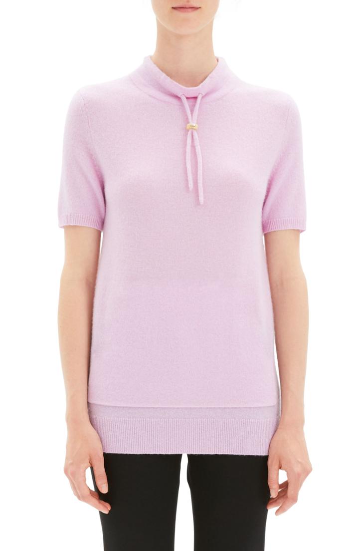 Women's Theory Drawstring Mock Neck Sweater, Size - Pink