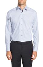 Men's Calibrate Trim Fit Stretch Non-iron Geometric Dress Shirt 34/35 - Grey