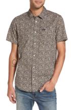 Men's Rvca Cluster Floral Print Woven Shirt, Size - Black