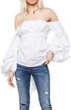 Women's Alpha & Omega Off The Shoulder Wrap Blouse - White