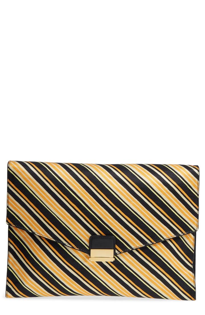 Dries Van Noten Stripe Canvas Large Canvas Envelope Clutch -
