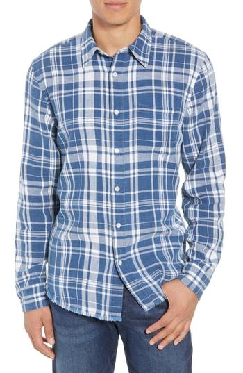 Men's Frame Slim Fit Indigo Plaid Sport Shirt - Blue