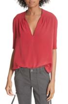 Women's Joie Ance Pleated Back Short Sleeve Blouse - Red