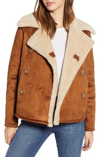 Women's Mother The Shrunken Faux Shearling Peacoat